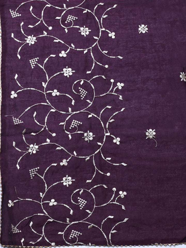 Embroidered Cotton Unstitched Suit With Pant &amp; Dupatta
