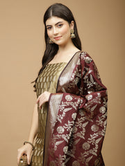 Woven Chanderi Unstitched Suit Piece With Dupatta