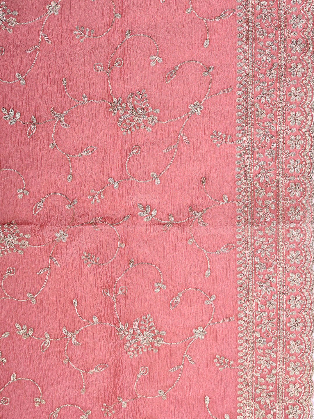 Embroidered Tissue Unstitched Suit With Pant &amp; Dupatta