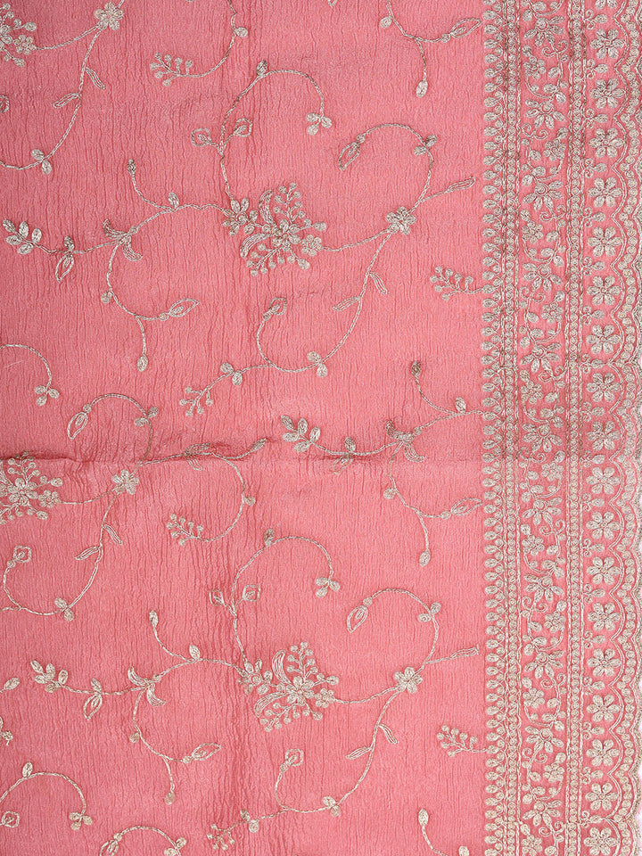 Embroidered Tissue Unstitched Suit With Pant &amp; Dupatta