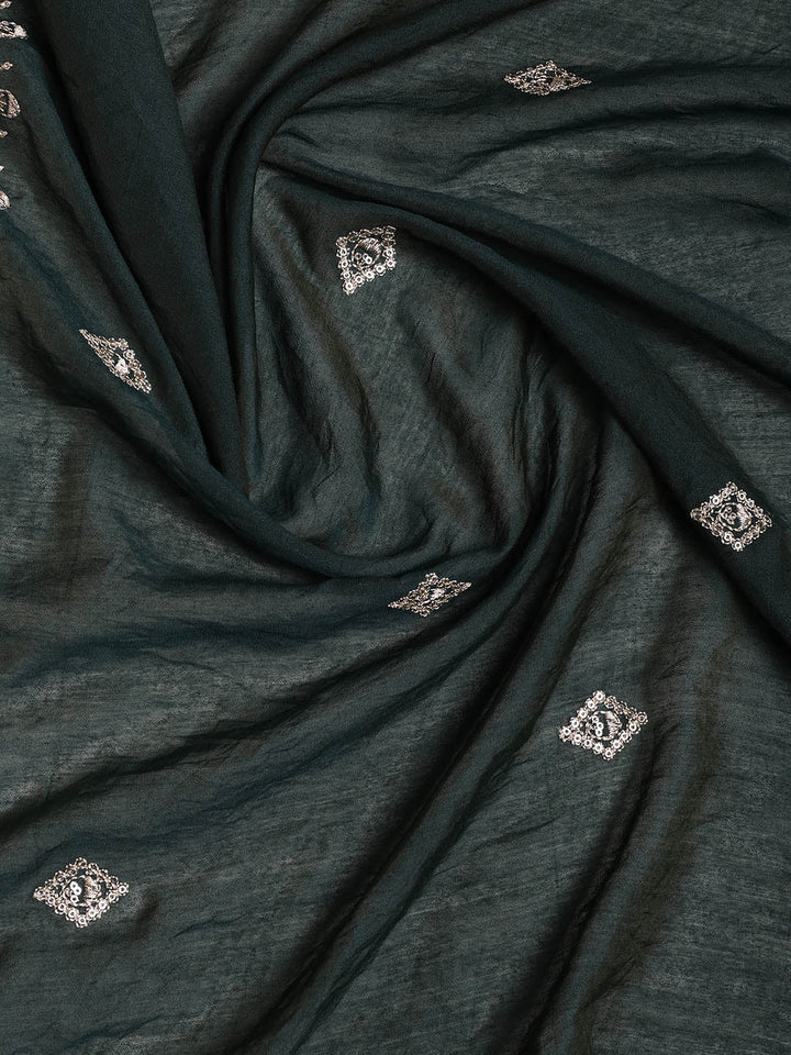 Neck Embroidered Cotton Blend Unstitched Suit With Dupatta
