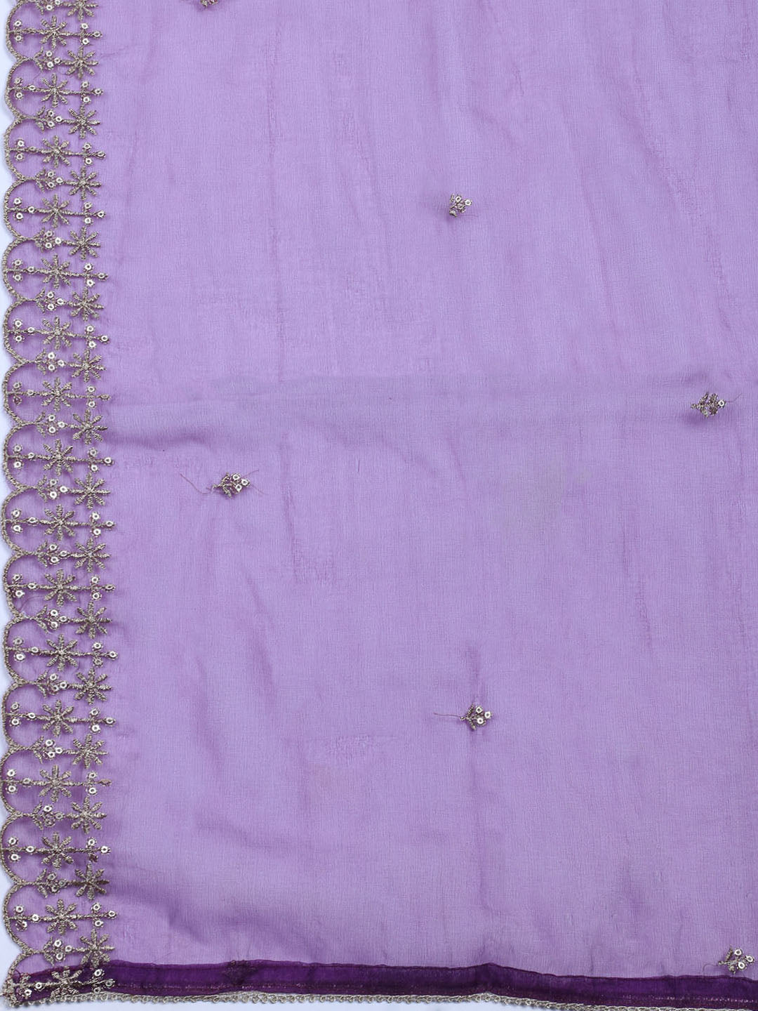 Neck Embroidered Chanderi Unstitched Suit With Dupatta