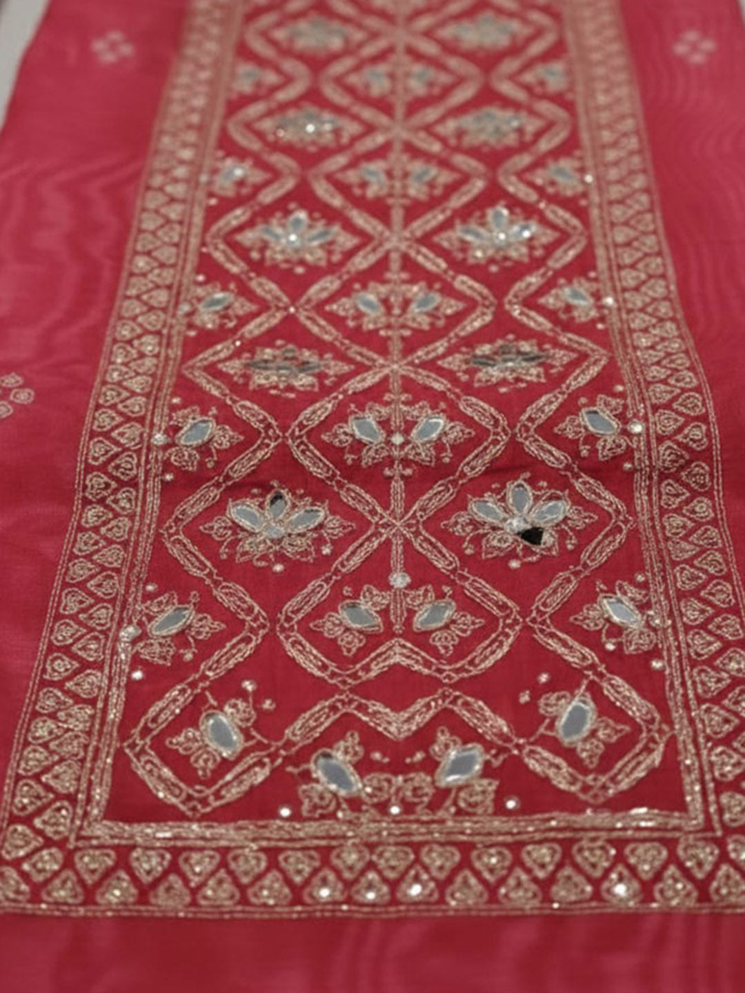 Embroidered Cotton Blend Unstitched Suit With Pant &amp; Dupatta