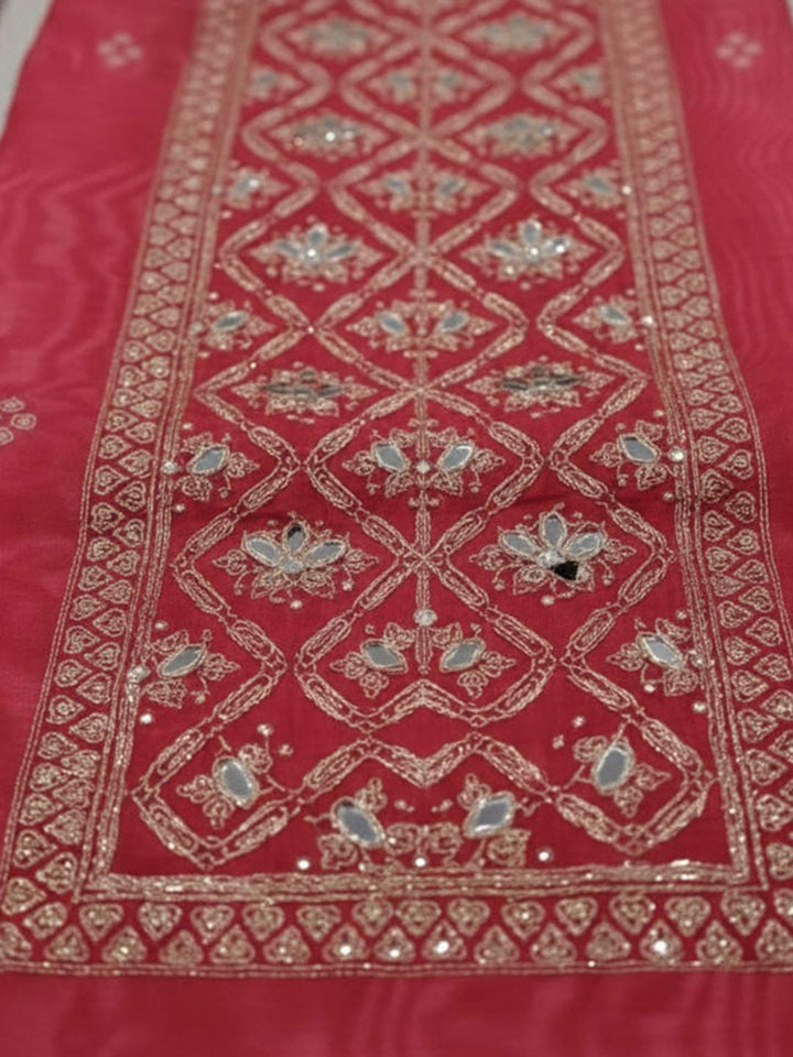 Embroidered Cotton Blend Unstitched Suit With Pant &amp; Dupatta