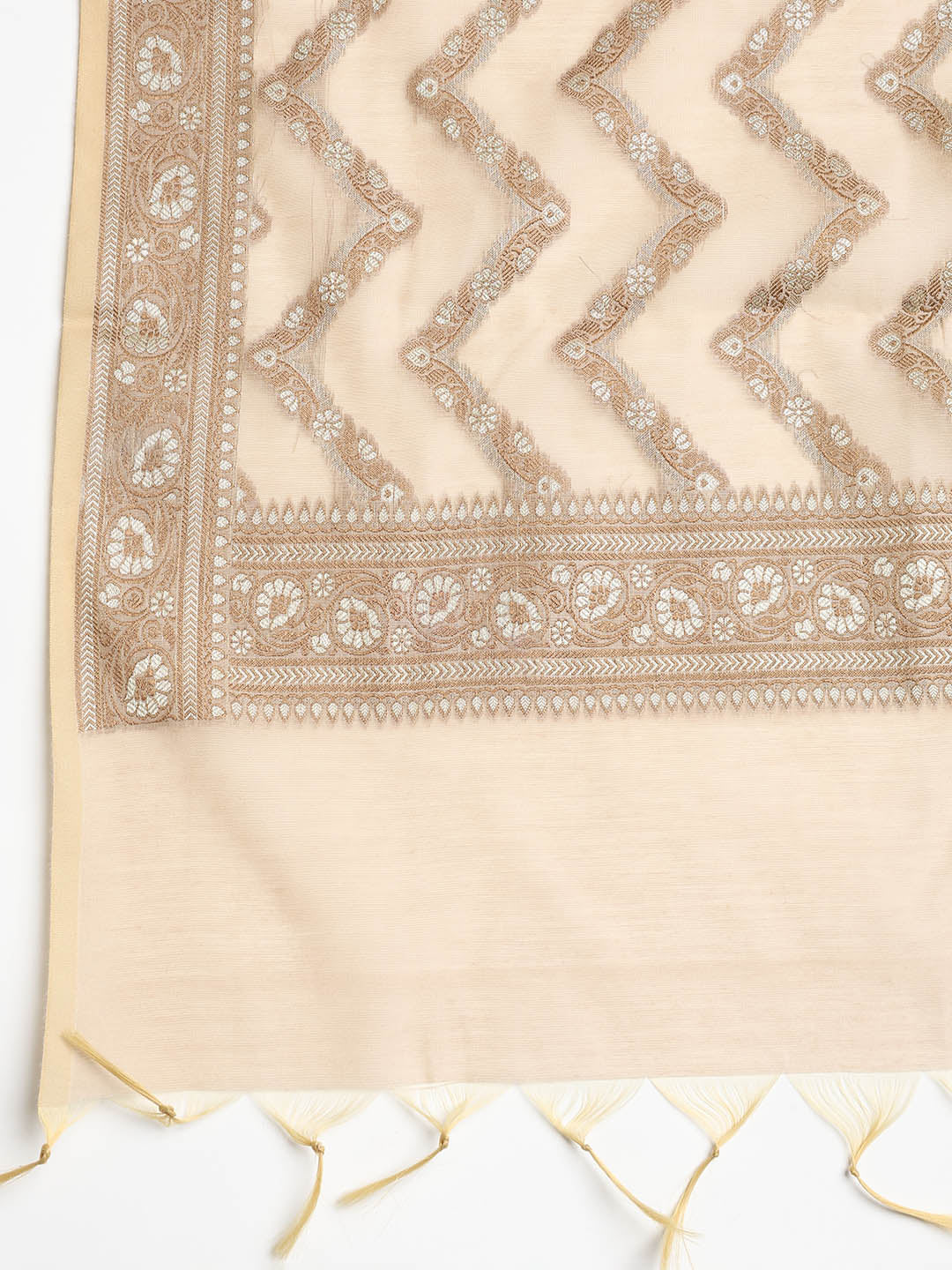 Woven Banarasi Chanderi Unstitched Suit With Dupatta