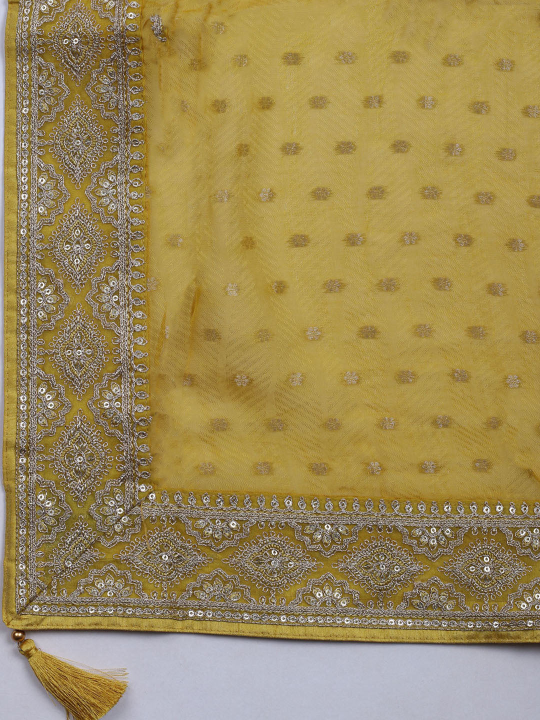 Neck Embroidered Chanderi Unstitched Suit With Dupatta