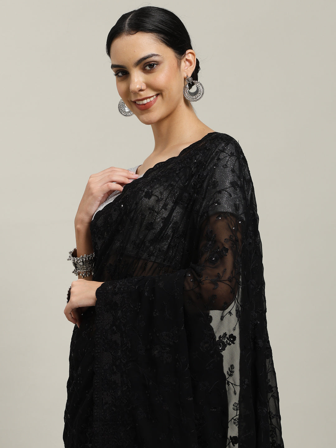 Resham Embroidered Georgette Saree