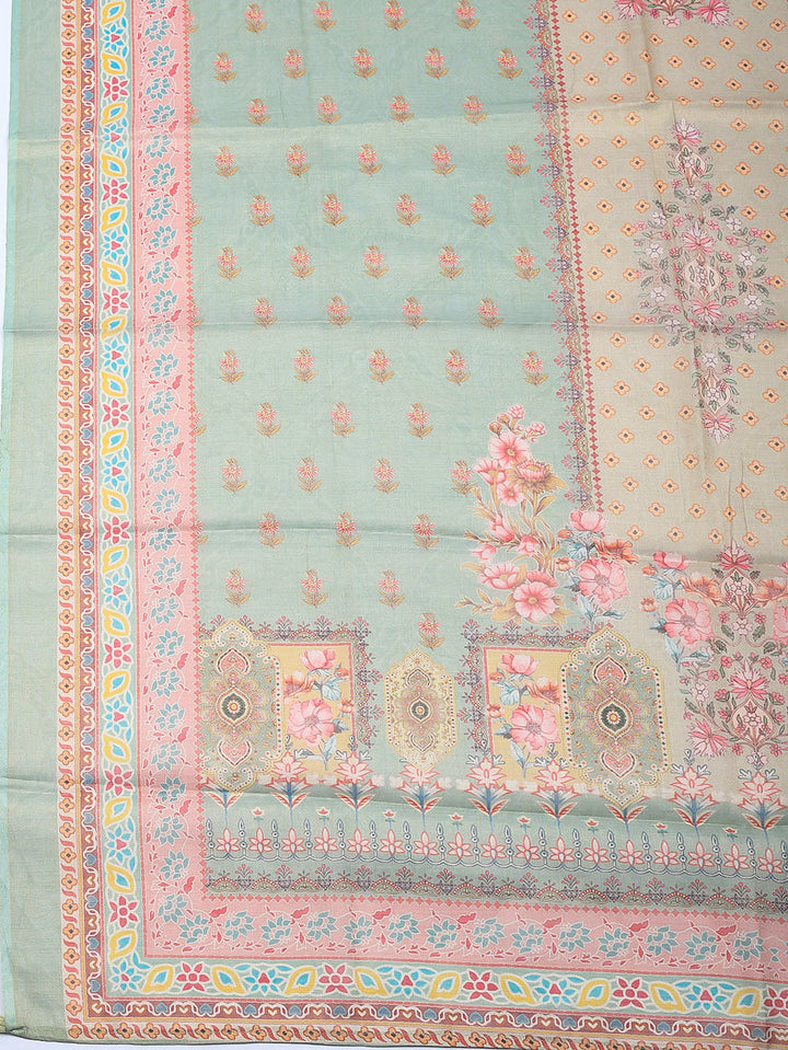 Printed Tissue Unstitched Suit With Pant &amp; Dupatta
