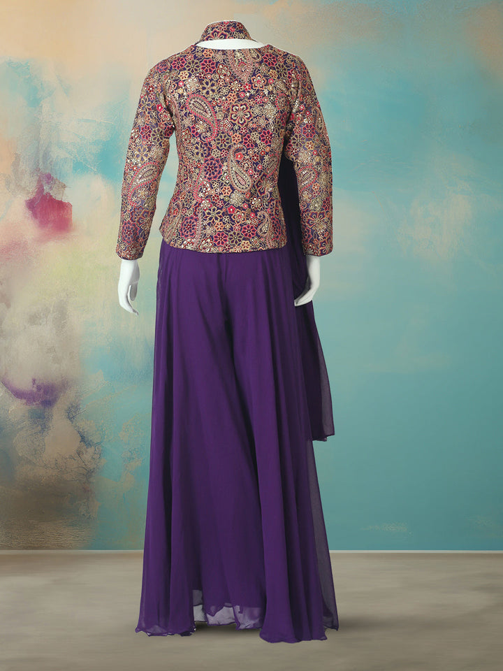 Embroidered Georgette Kurta With Pant &amp; Dupatta