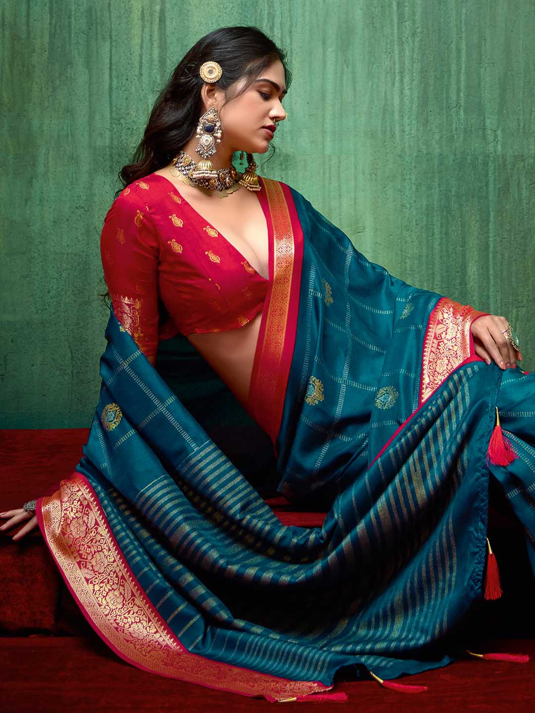 Abstract Printed Art Silk Saree