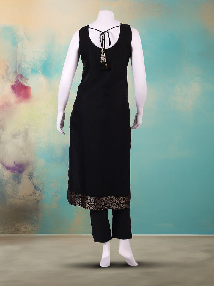 Embroidered Art Silk Suit With Pant &amp; Dupatta