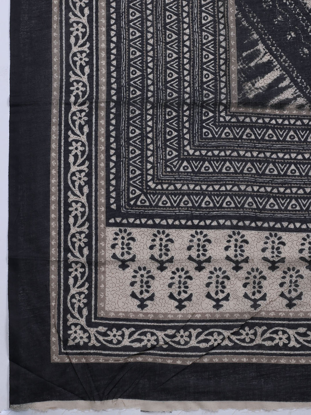 Patch Neck Cotton Blend Unstitched Suit With Dupatta