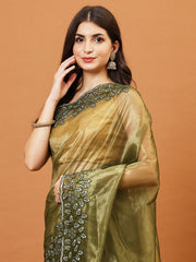 Sequence Embroidery Tissue Saree