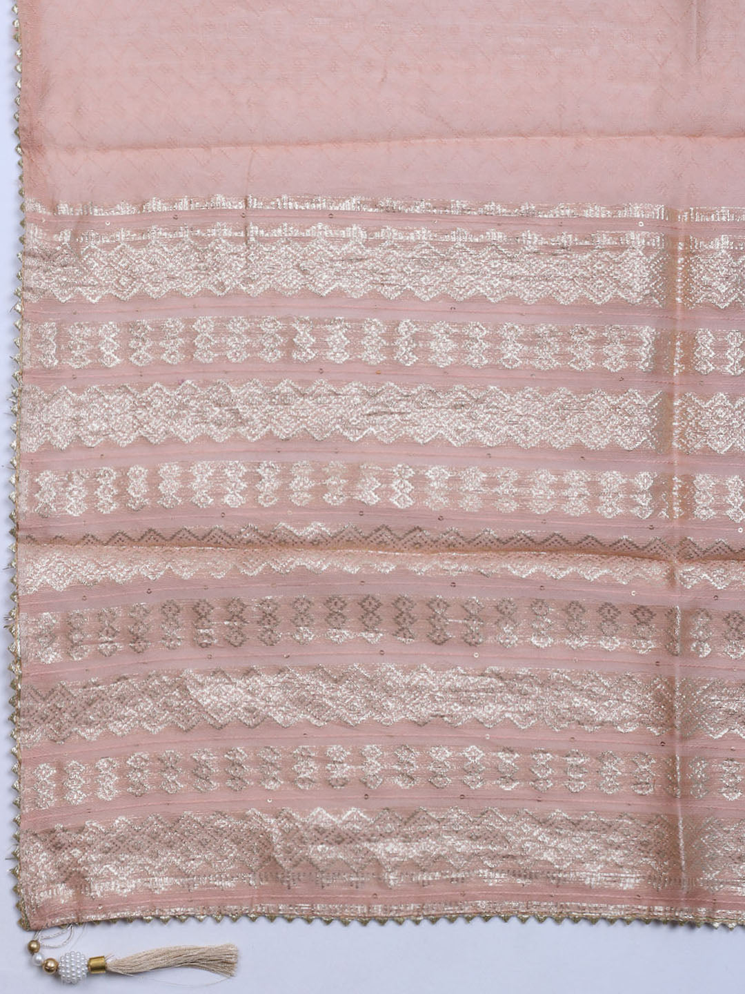 Zari Embroidered Chanderi Unstitched Suit With Dupatta