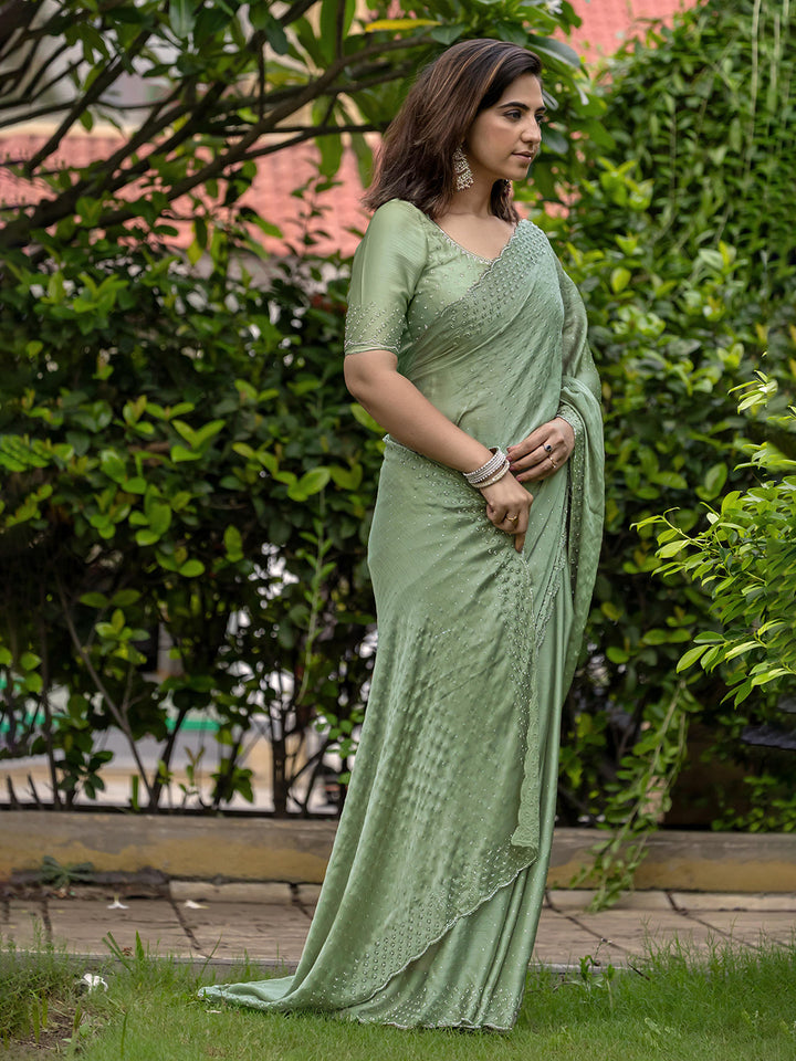 Embroidered Chiffon Saree