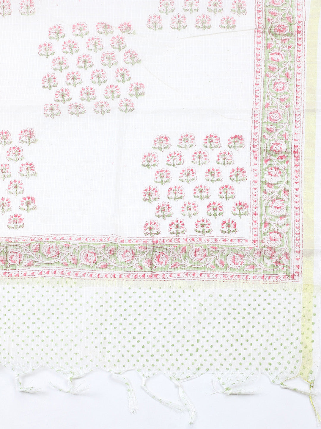 Printed Cotton Blend Unstitched Suit With Pant &amp; Dupatta