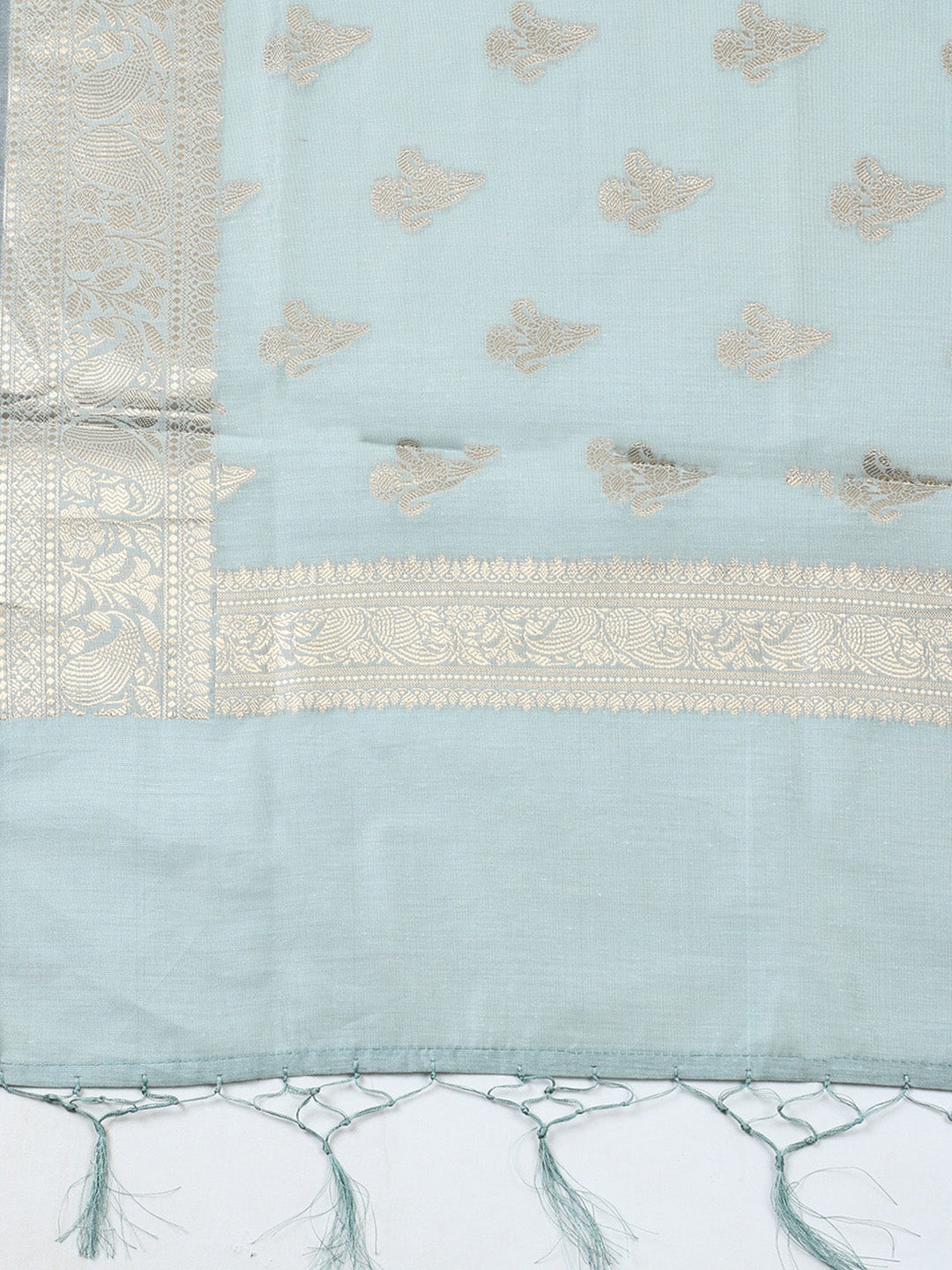 Woven Design Chanderi Unstitched Suit With Pant &amp; Dupatta