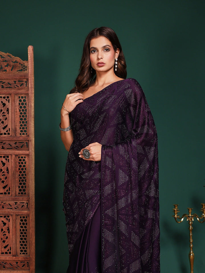 Embroidered Satin Saree