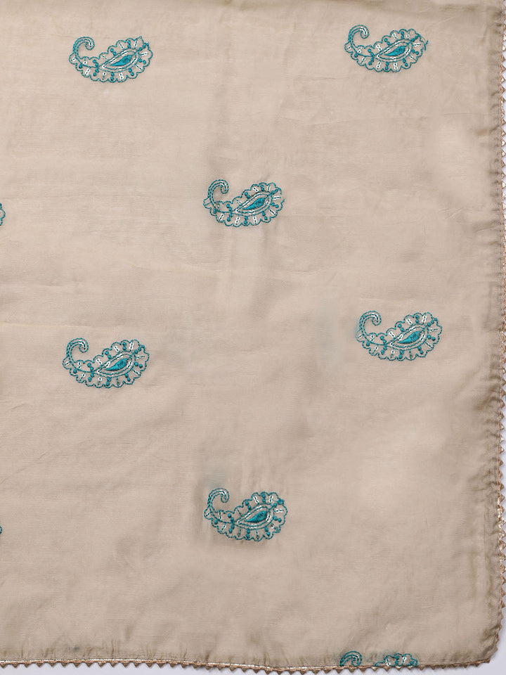 Embroidered Cotton Unstitched Suit With Pant &amp; Dupatta