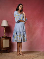 Embroidered Cotton Blend Dress