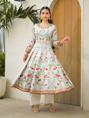 Embroidered Art Silk Kurta With Pant & Dupatta