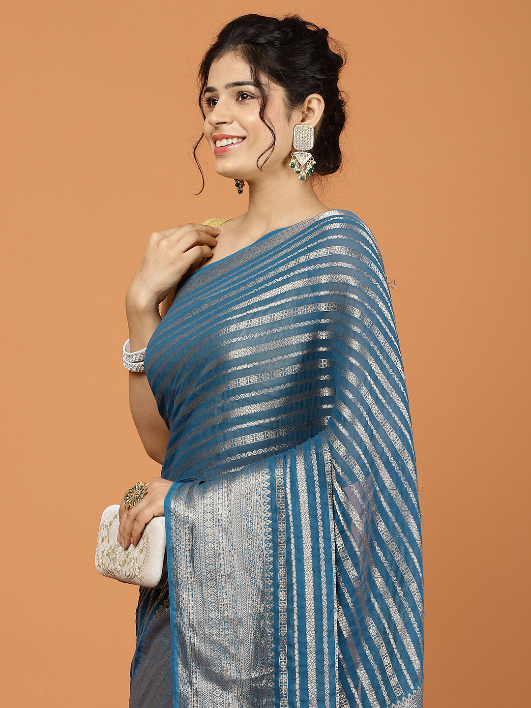 Zari Border Woven Georgette Saree