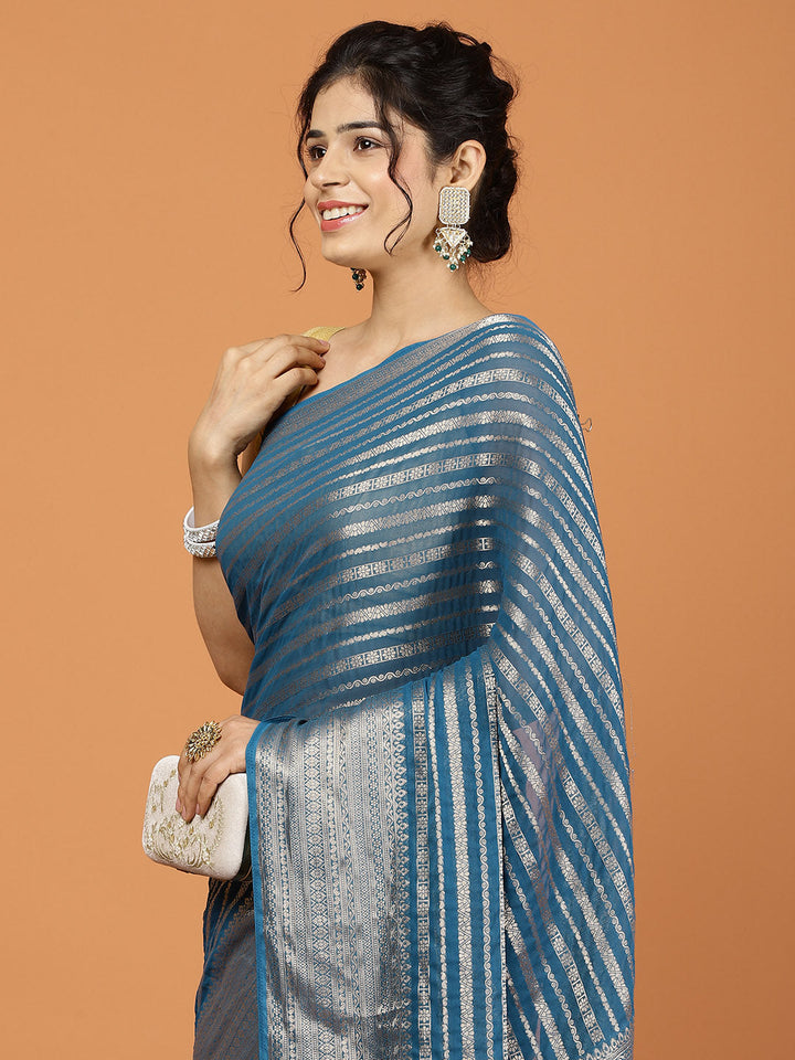 Zari Border Woven Georgette Saree