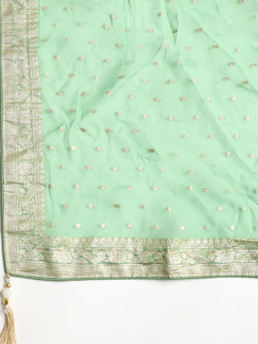 Neck Embroidered Chanderi Unstitched Suit With Dupatta