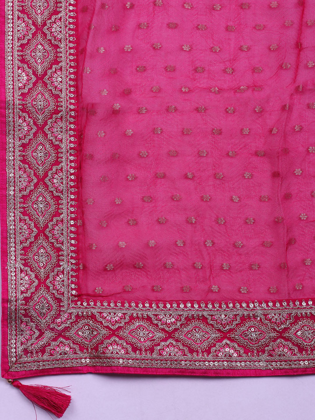 Neck Embroidered Chanderi Unstitched Suit With Dupatta