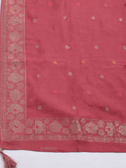 Pashmina Woven Design Unstitched Kurta With Pant & Dupatta