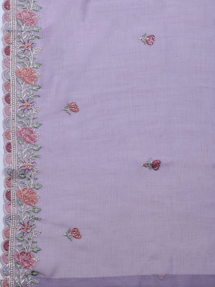 Embroidered Chiffon Unstitched Suit With Dupatta