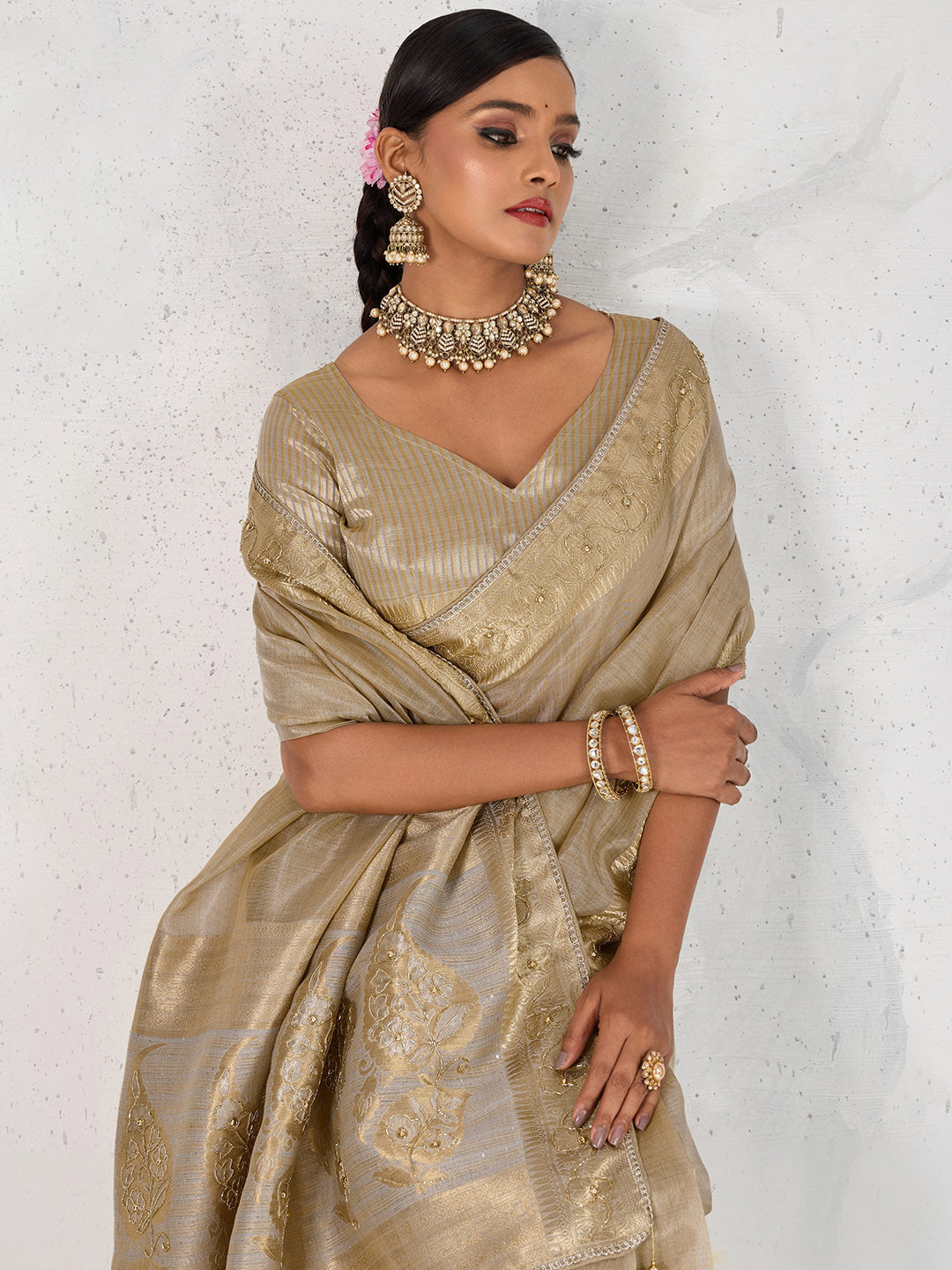 Woven Design Linen Saree