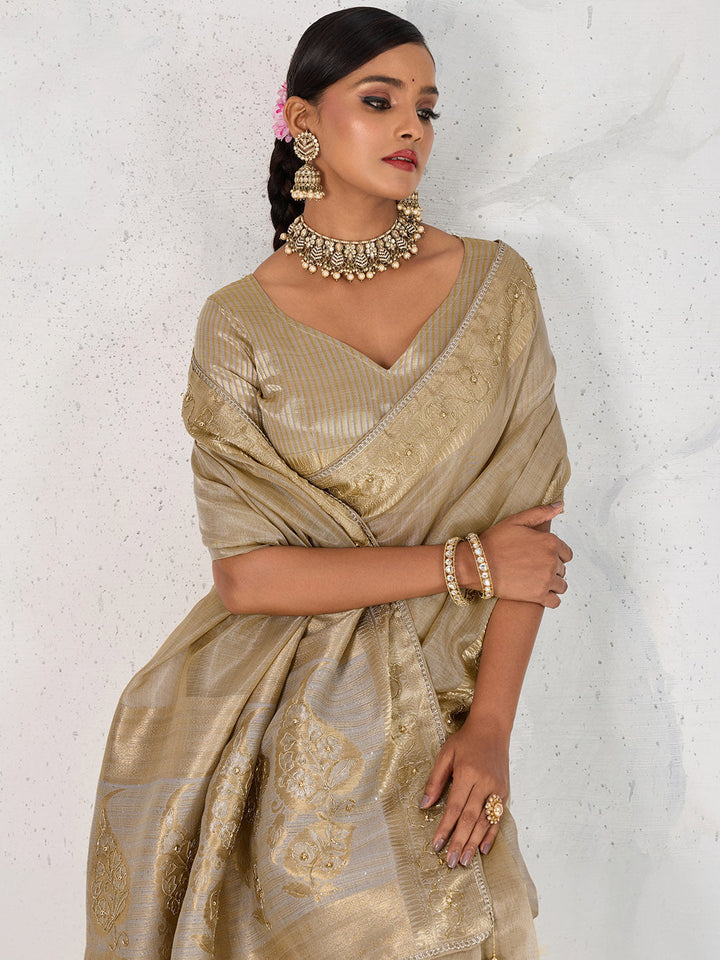 Woven Design Linen Saree