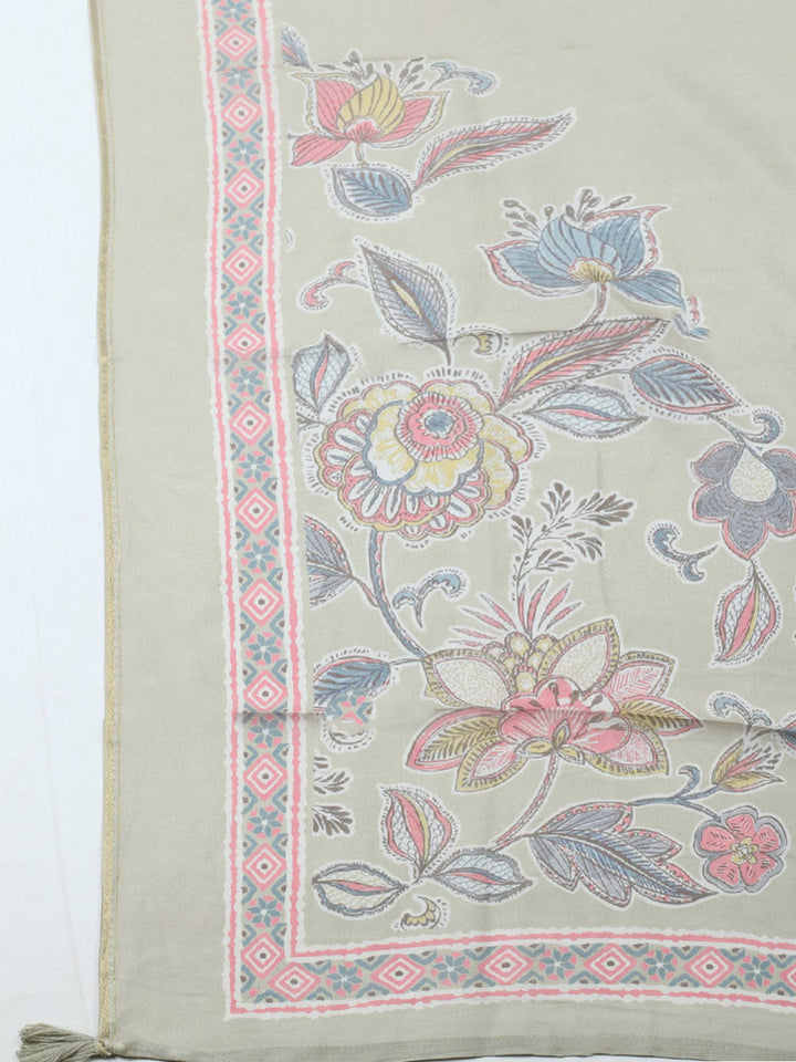 Embroidered Muslin Unstitched Suit With Pant &amp; Dupatta