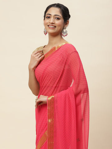 Stone Embroidered Chiffon Saree