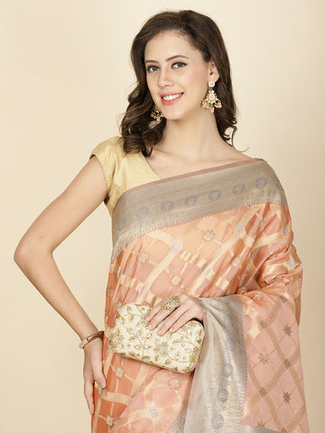 Zari Jaal Embroidered Organza Woven Saree