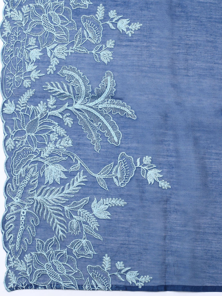 Embroidered Chanderi Unstitched Suit With Dupatta