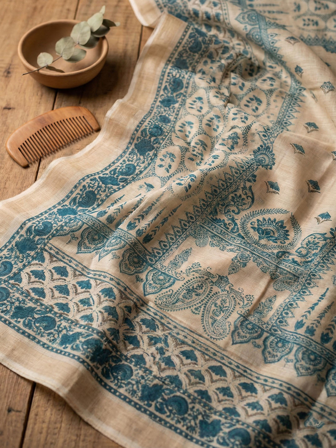 Embroidered Cotton Blend Unstitched Suit With Pant &amp; Dupatta