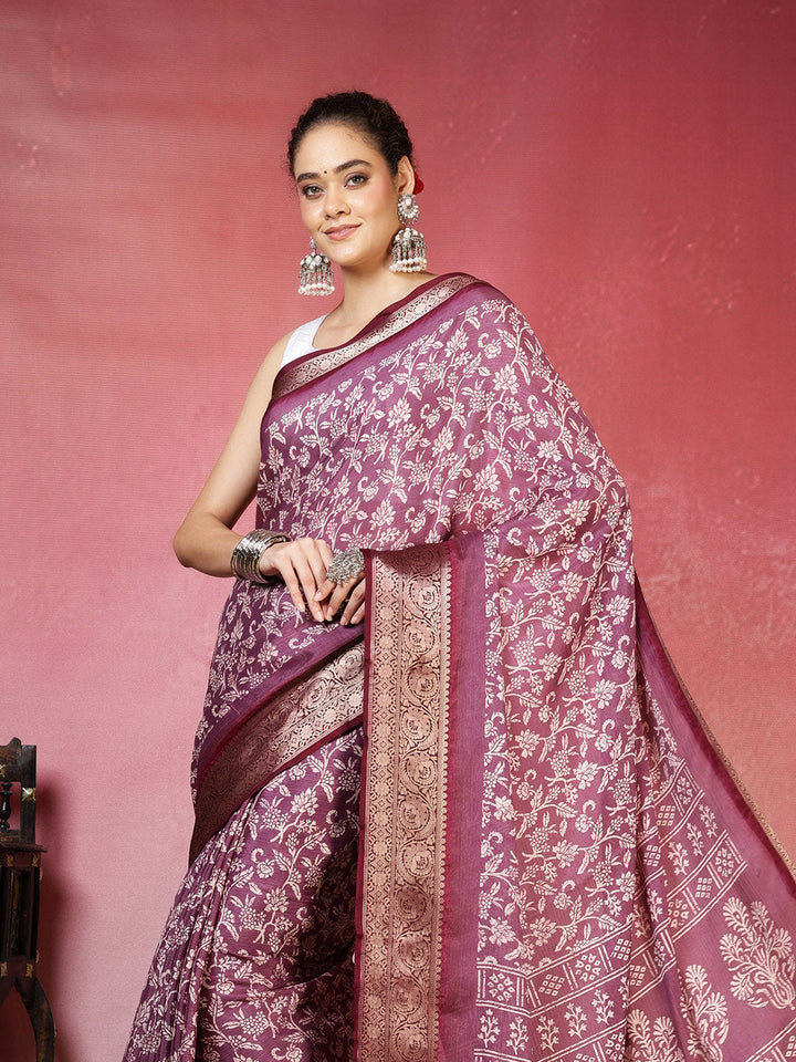 Floral Printed Art Silk Saree