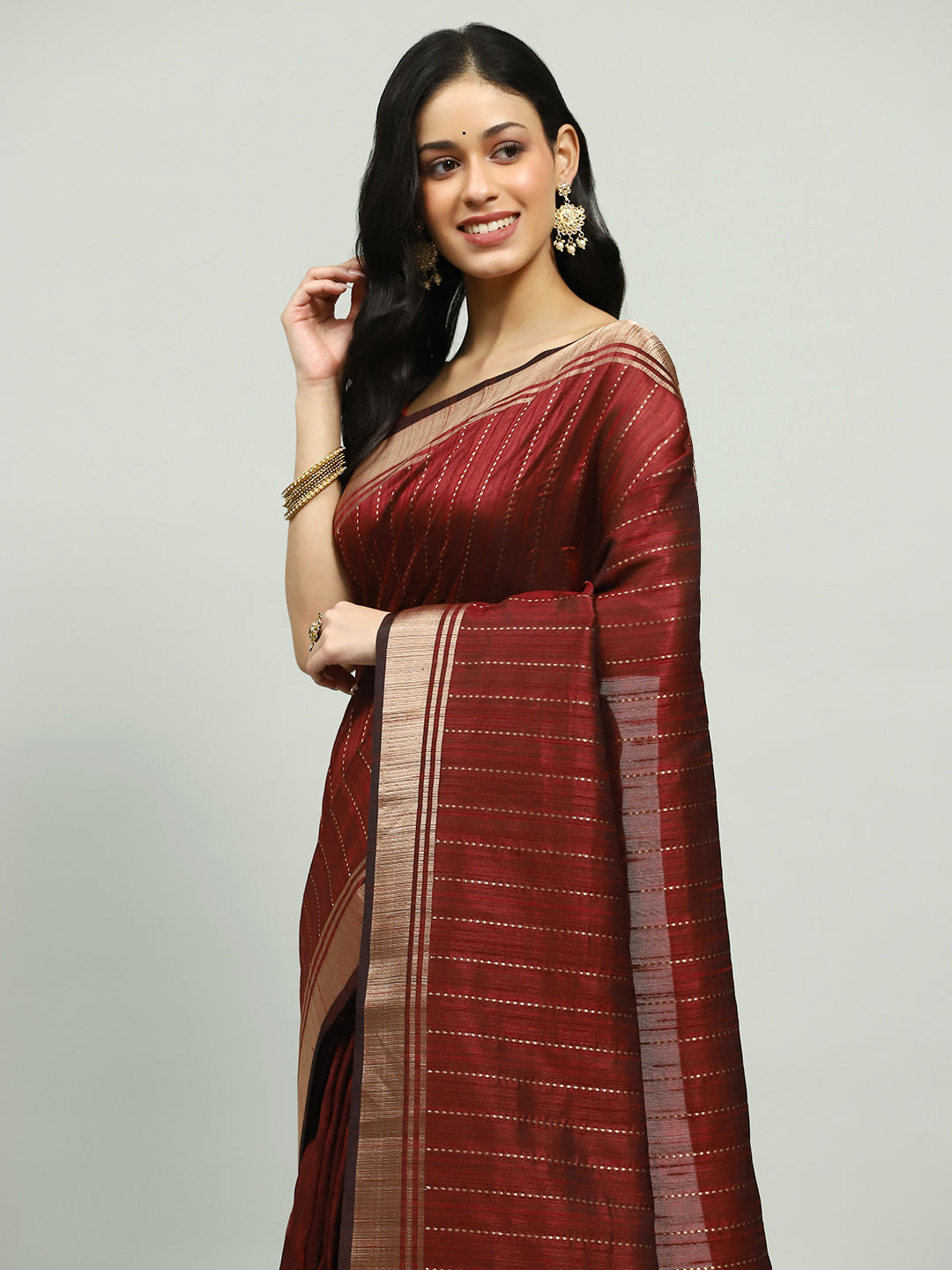 Embroidered Border Booti Art Silk Saree