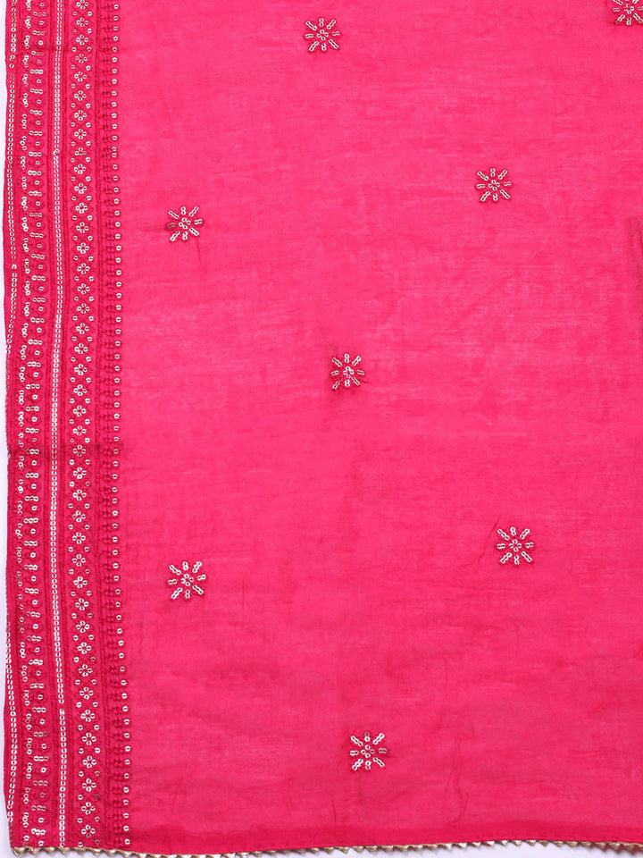 Embroidered Cotton Unstitched Suit With Pant &amp; Dupatta