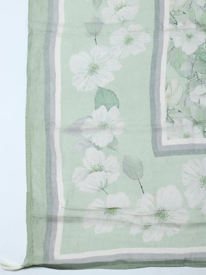 Plain Cotton Blend Unstitched Suit With Pant &amp; Dupatta