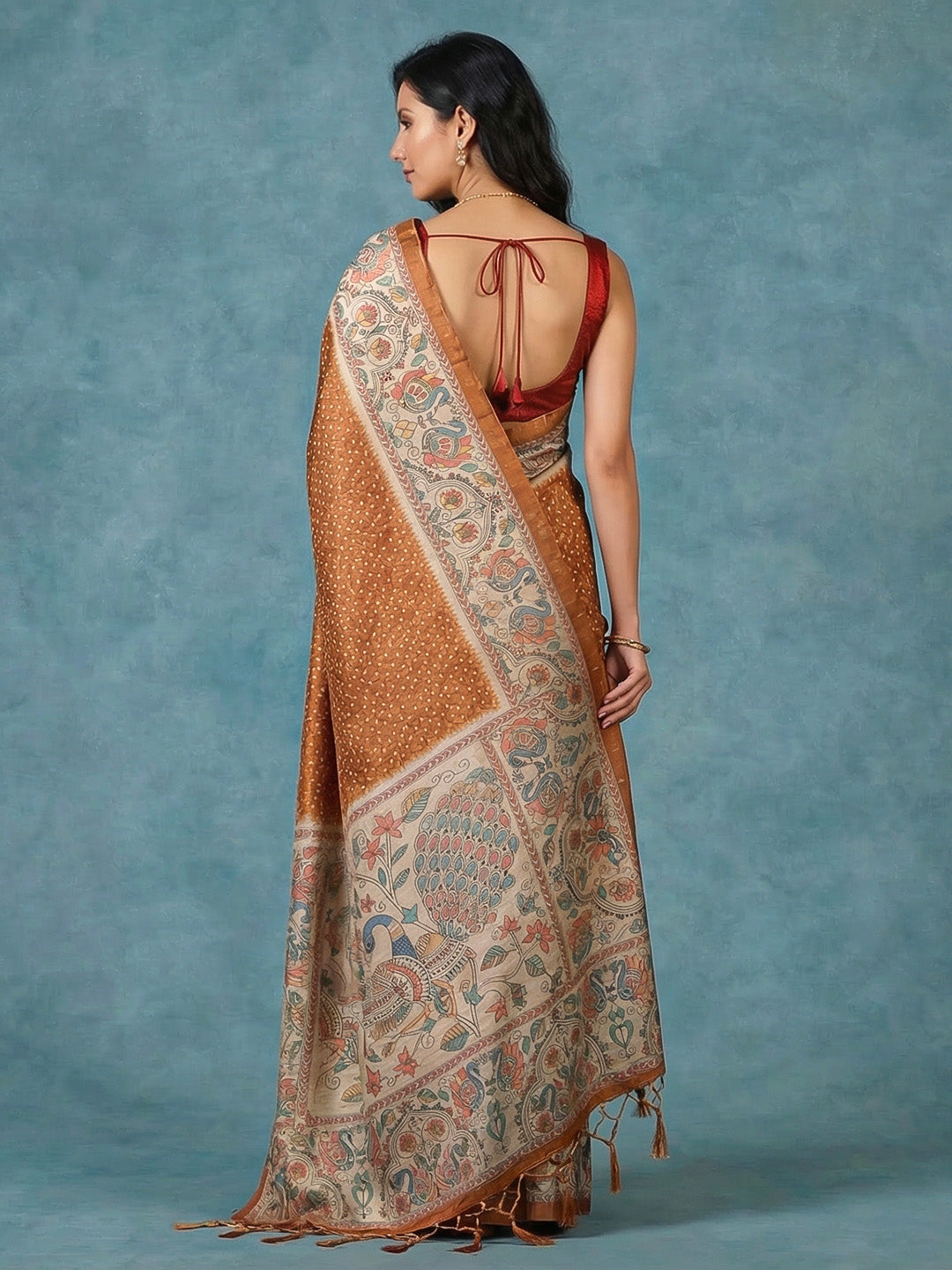 Printed Tussar Silk Saree