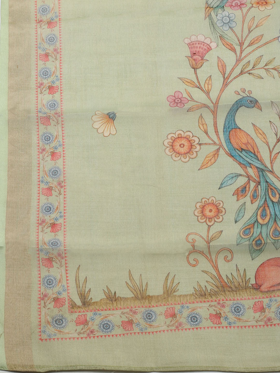 Embroidered Cotton Blend Unstitched Suit With Pant &amp; Dupatta