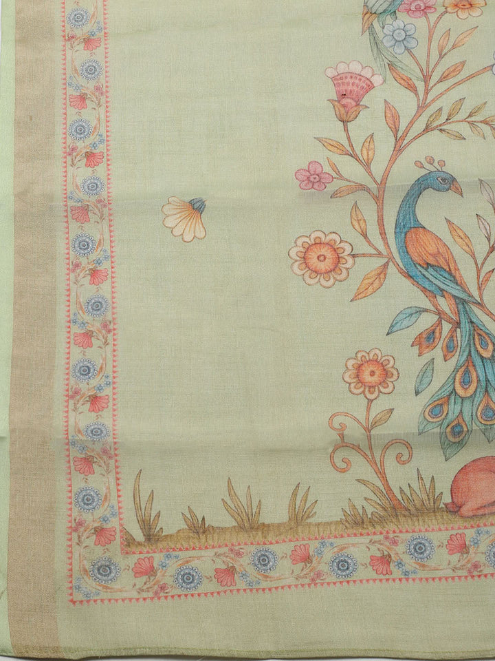 Embroidered Cotton Blend Unstitched Suit With Pant &amp; Dupatta