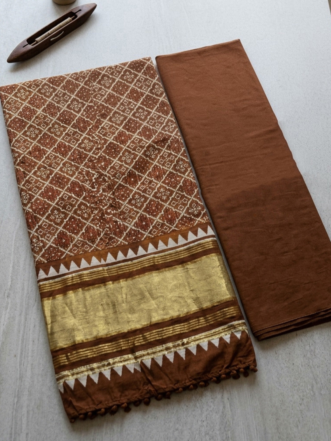 Embroidered Art Silk Unstitched Suit With Pant &amp; Dupatta