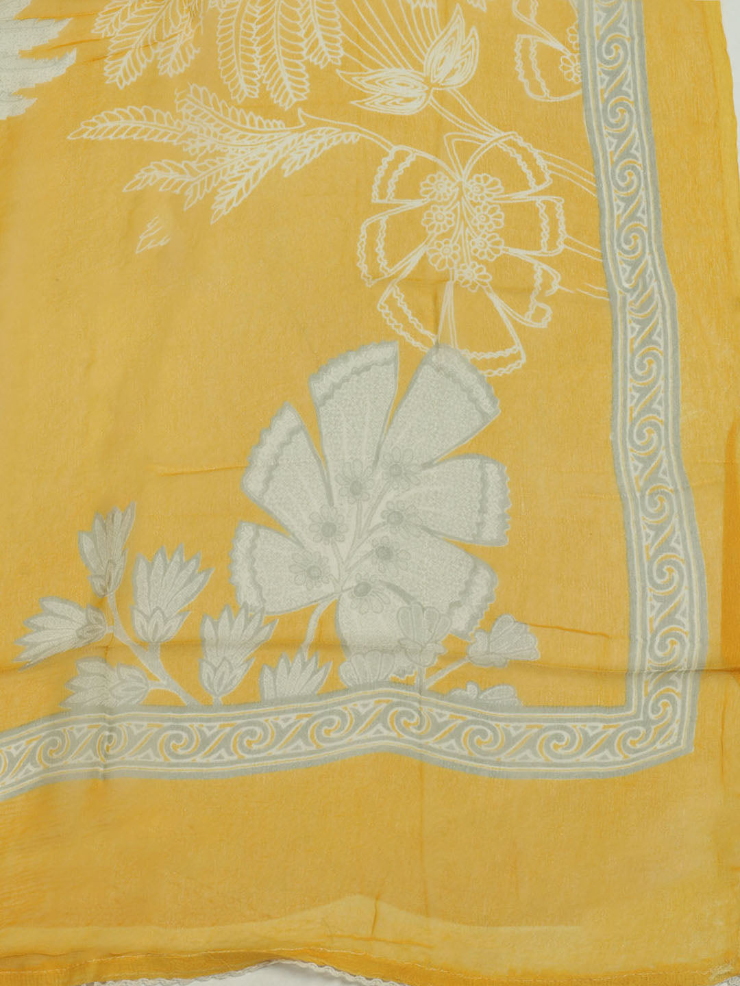 Printed Cotton Unstitched Suit With Pant &amp; Dupatta