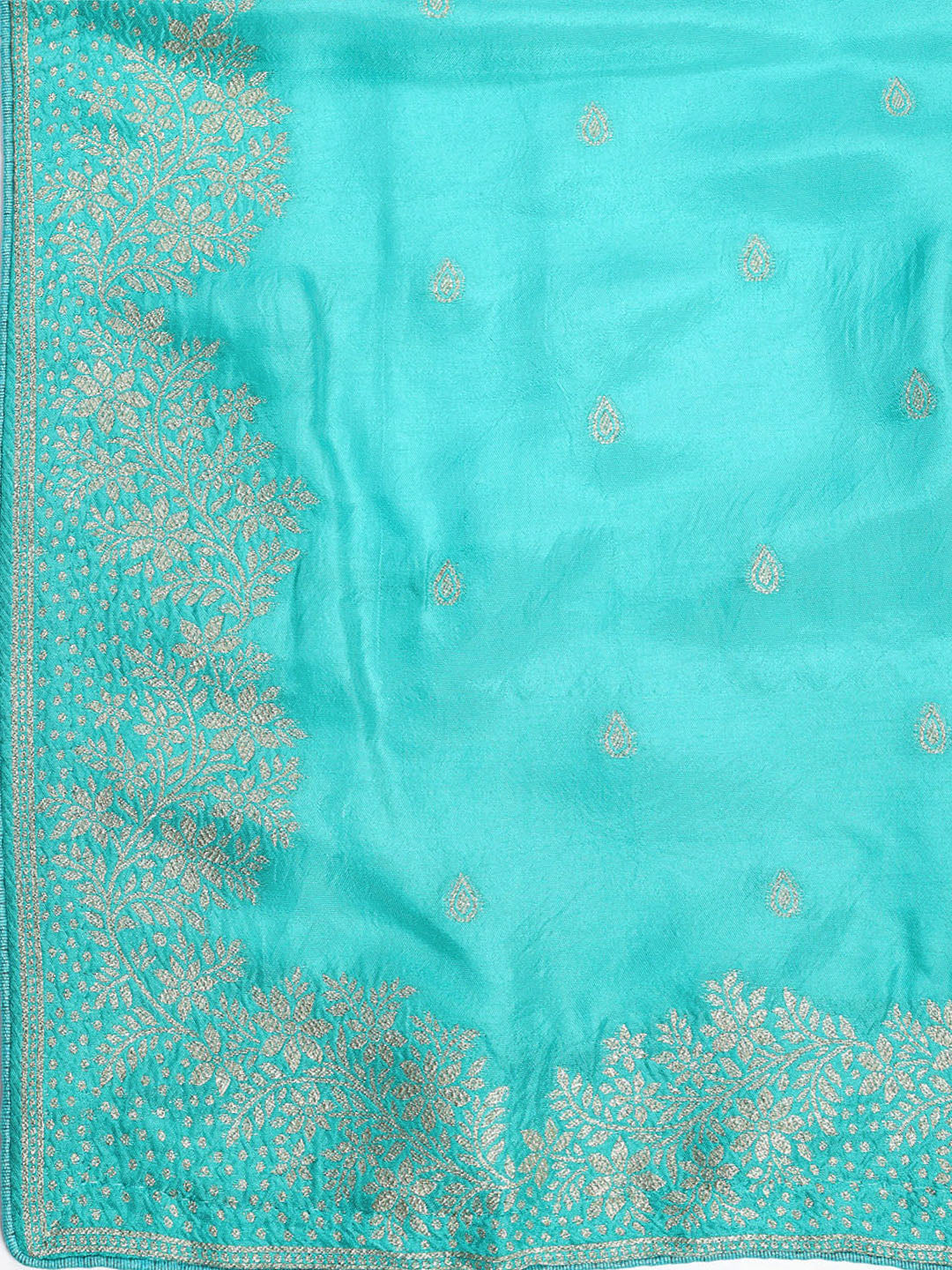 Embroidered Art Silk Unstitched Suit With Dupatta