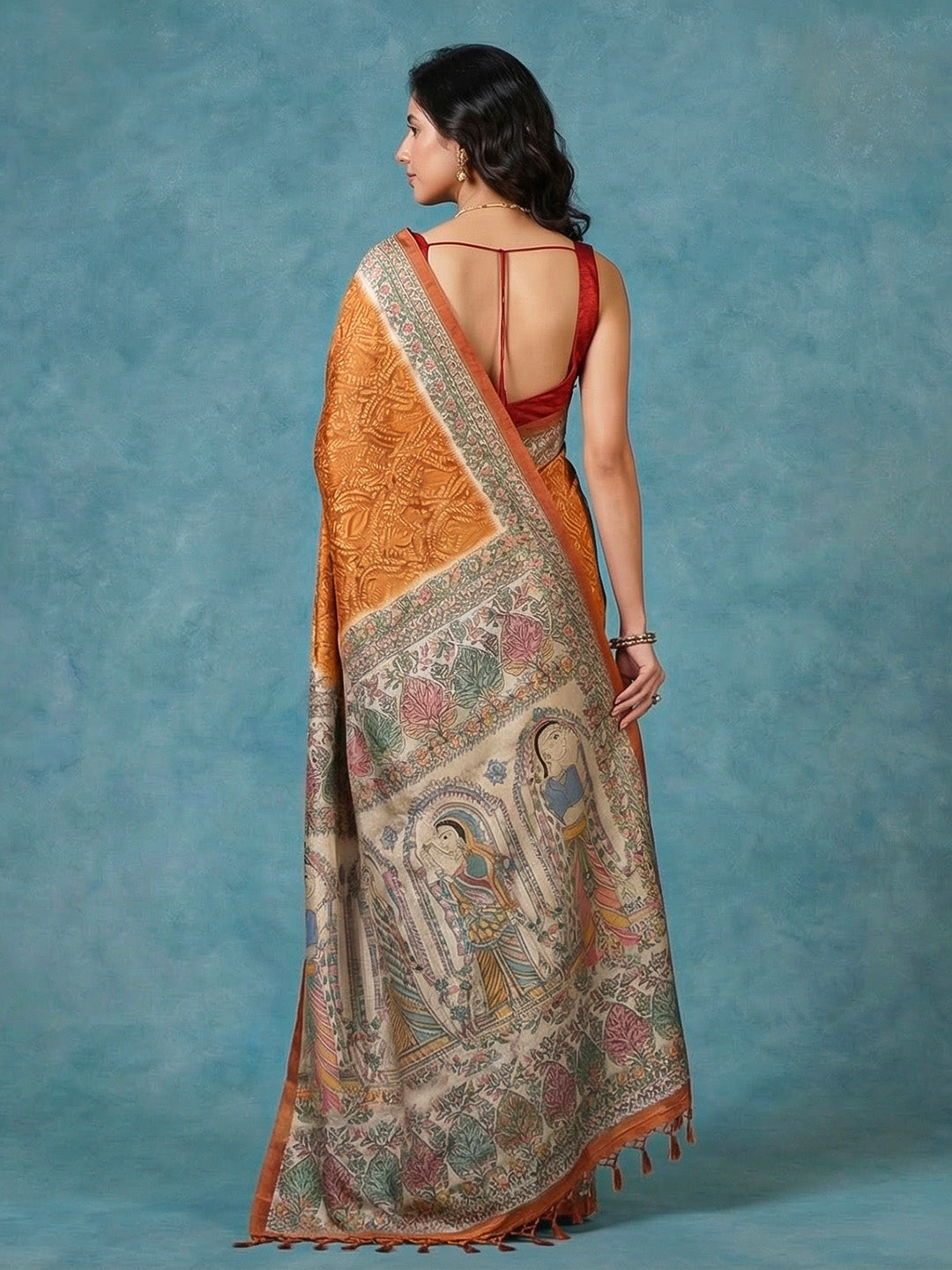 Printed Tussar Silk Saree