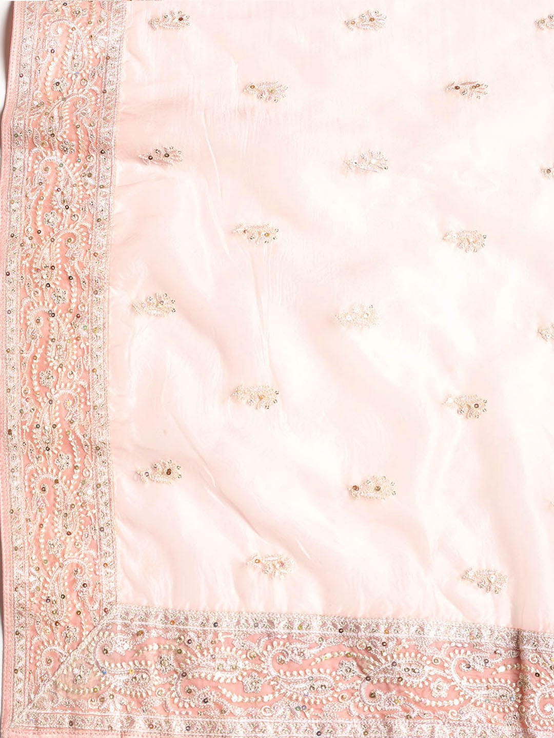 Chikan Work Organza Unstitched Suit With Dupatta